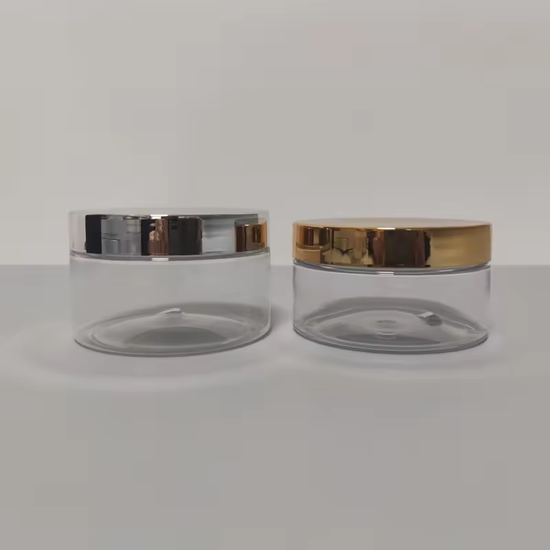50ml to 360ml PET Plastic Cream Jar Transparent Body Skin Cream Jar With Gold Lid