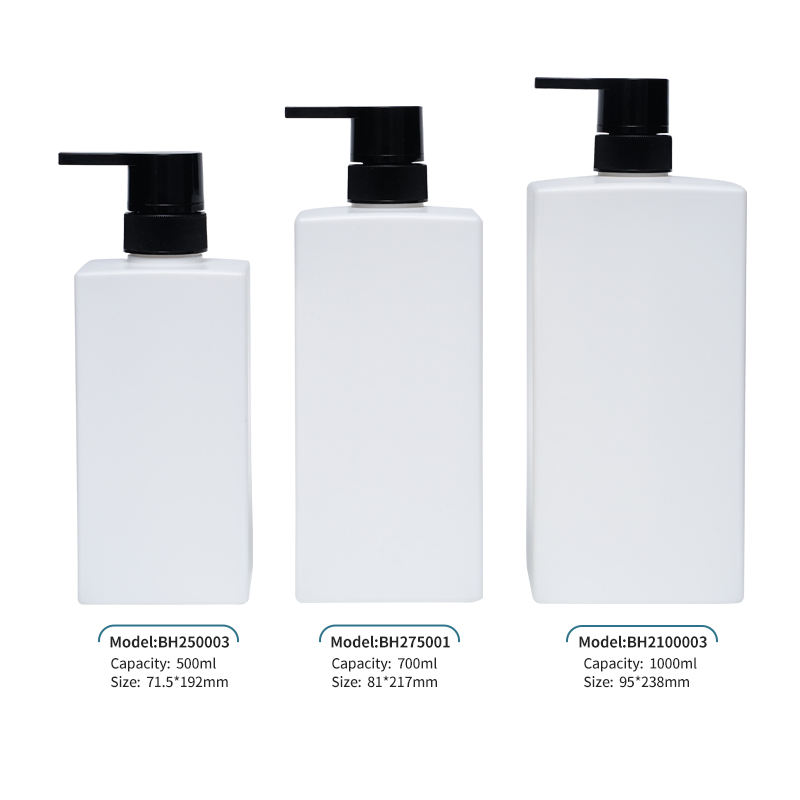 Large Capacity 500ml 750ml 1000ml Shanpoo Shower Gel Plastic square Bottles Custom