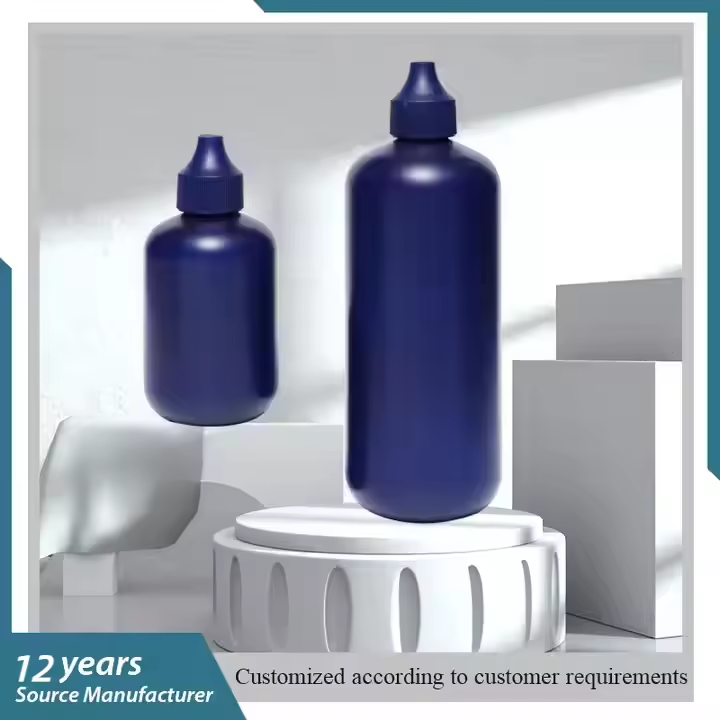 Wholesale Empty Blue 50ml 100ml 250ml HDPE Plastic Dropper Bottle Hair Dye to Remove Paint Ink Pigment Extrusion Bottle