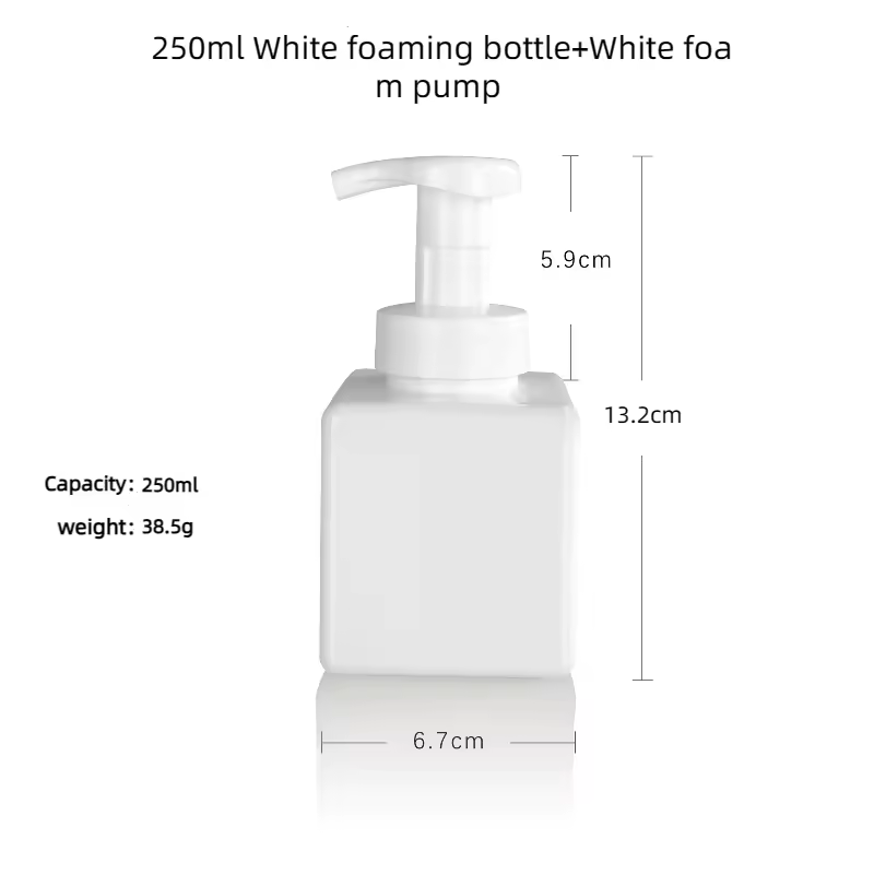 Empty 250ml PET Plastics square Hand Wash Mousse Foam Bottle Colored Plastic Foam Pump Bottle