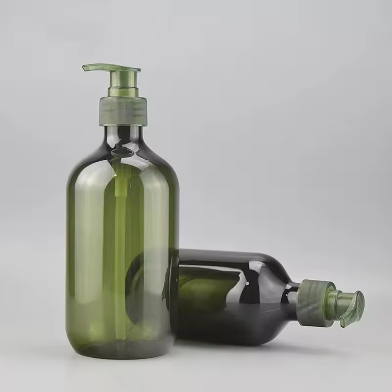 Wholesale 250ml 360ml Empty Hand Wash Bottle Green Pet Plastic Shampoo Lotion Pump Bottle Conditioner Plastic Bottle